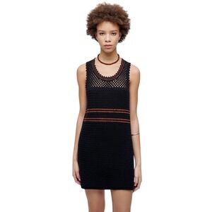 RE/DONE Crochet Knit Mini Dress Black‎ Combo Sleeveless Women's Size S